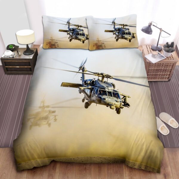 Army Black Hawk Helicopters Photograph Bed Sheets Spread Duvet Cover Bedding Set