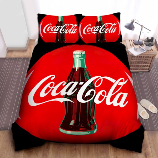 Coca Cola Vintage Bottle On Red Pin Bed Sheets Spread Duvet Cover Bedding Set
