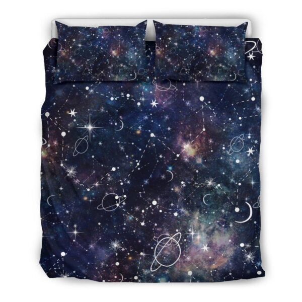 Constellation Galaxy Space Print Duvet Cover Bedding Set Dup