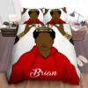 Cool Black Boy Black King Crown Afro Boy Custom Name Duvet Cover Bedding Set