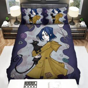 Coraline With Buttons And Sewing Equipment Art Bed Sheets Spread Duvet Cover Bedding Set