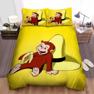 Curious George Eating A Banana Bed Sheets Spread Duvet Cover Bedding Set