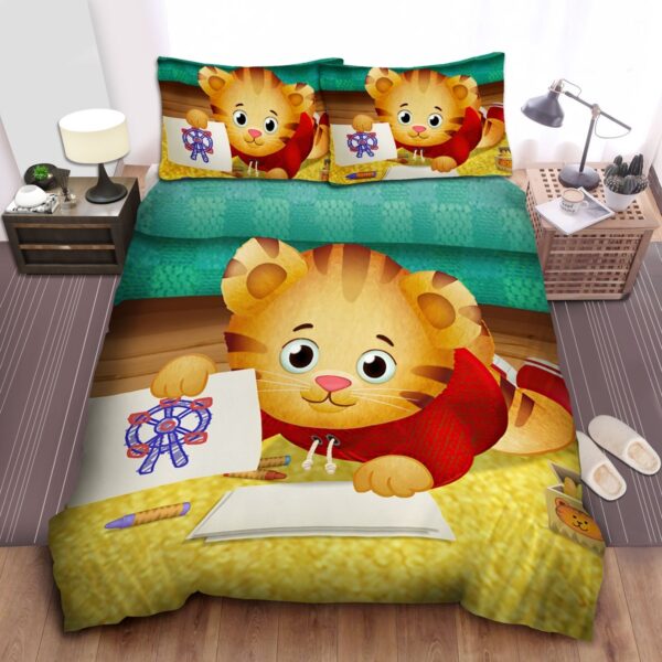 Daniel Tigers Neighborhood Daniel Drawing A Ferris Wheel Bed Sheets Spread Comforter Duvet Cover Bedding Set