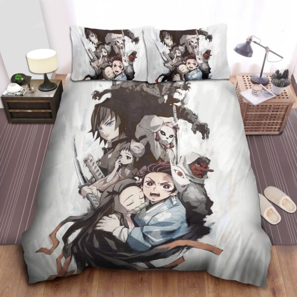 Demon Slayer Kimetsu No Yaiba Artwork Bed Sheets Spread Duvet Cover Bedding Set