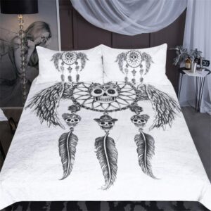 Dia De Los Muertos Retro Sugar Skull Bed Sheets Spread Duvet Cover Bedding Set