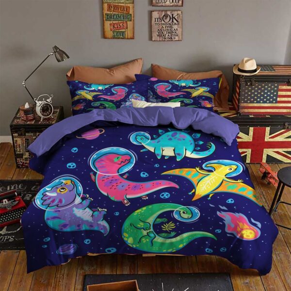 Dinosaurs In Space Bed Sheets Spread Duvet Cover Bedding Set