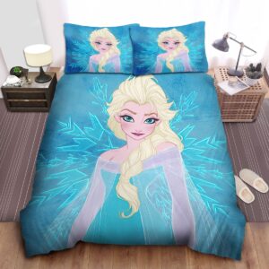 Disney Frozen Elsa With White Hair Portrait Bed Sheets Spread Duvet Cover Bedding Set