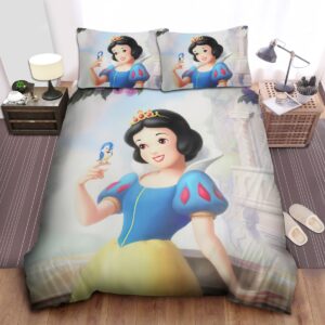 Disney Princess Snow White Blue Bird Digital Art Bed Sheet Spread Comforter Duvet Cover Bedding Set
