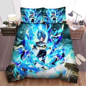 Dragon Ball Vegeta Super Saiyan Blue Powerful Ki Bed Sheets Spread Duvet Cover Bedding Set