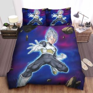 Dragon Ball Vegeta Super Saiyan White Art Bed Sheets Spread Duvet Cover Bedding Set