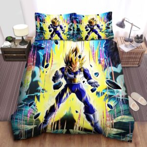 Dragon Ball Vegeta Transformation To Super Saiyan 2 Bed Sheets Spread Duvet Cover Bedding Set