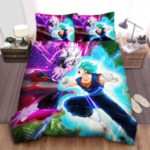 Dragon Ball Vegetto Super Saiyan Blue Vs Zamasu Bed Sheet Spread Duvet Cover Bedding Set