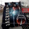 Football Player Hold The Helmet Custom Duvet Cover Bedding Set With Your Name