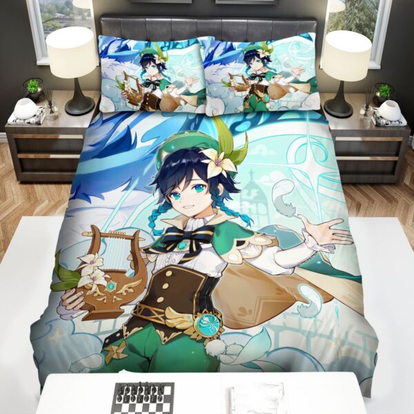 Genshin Impact Venti In The Cloud Bed Sheets Spread Comforter Duvet Cover Bedding Set