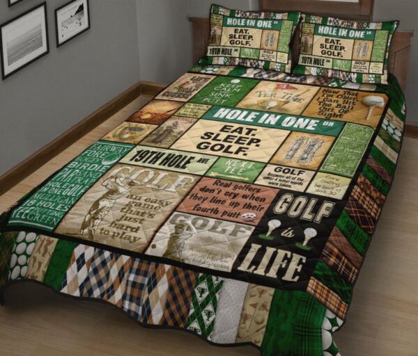 Golf Patterns Eat Sleep Golf Art Quilt Bedding Set