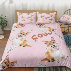 Good Dogs With Pink Pattern Bed Sheets Spread Duvet Cover Bedding Set