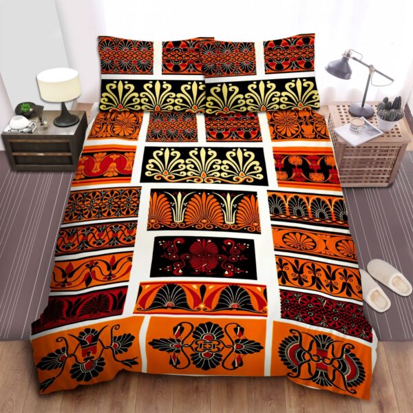 Greek Flower Pattern Bed Sheets Spread Duvet Cover Bedding Set Perfect Gifts For Greek Lover Gifts For Birthday Christmas Thanksgiving