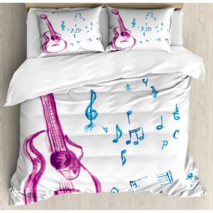 Guitar And Music Note Bedding Set Bed Sheets Spread Duvet Cover Bedding Set