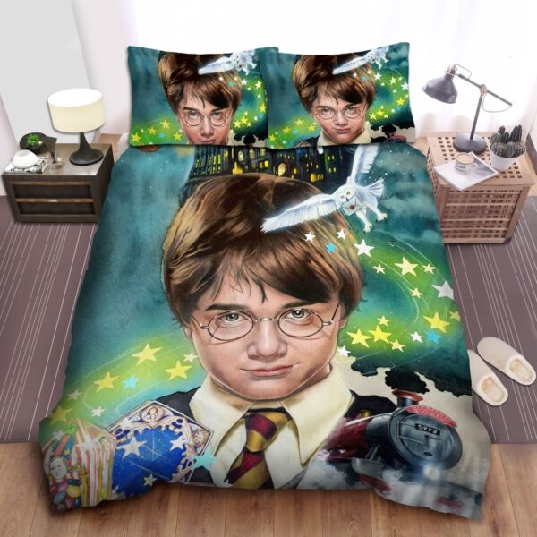 Harry Potter And His First Year At Hogwarts Painting Illustration Bed Sheets Spread Duvet Cover Bedding Set