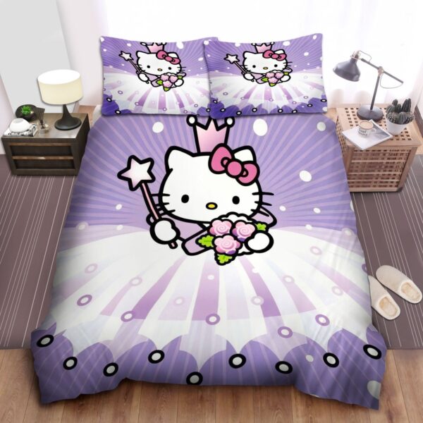 Hello Kitty In Purple Fairy Dress Bed Sheets Spread Duvet Cover Bedding Set