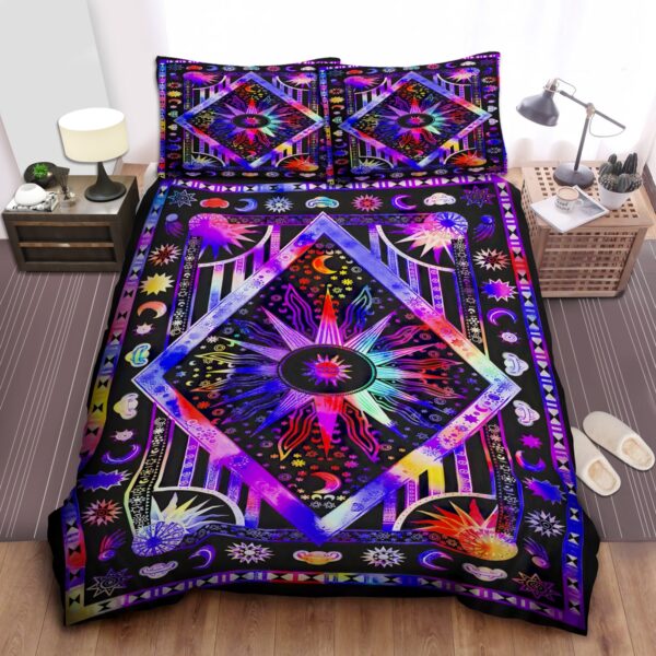 Hippie Cilected Purple Sun And Moon Hippie Art Bed Sheets Spread Duvet Cover Bedding Set