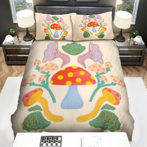 Hippie Mushroom Colourful Bed Sheets Spread Duvet Cover Bedding Set