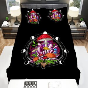 Hippie Mushroom Crystals Bed Sheets Spread Duvet Cover Bedding Set