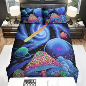 Hippie Mushroom Dragon With Meteor Bed Sheets Spread Duvet Cover Bedding Set