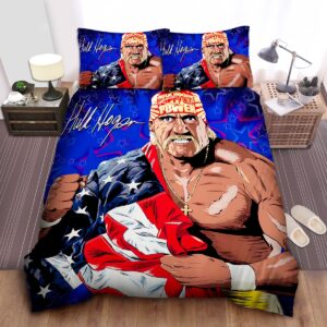 Hulk Hogan Usa Flag Bed Sheet Spread Duvet Cover Bedding Set