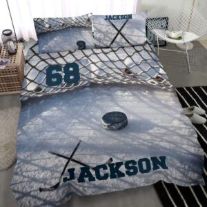Ice Hockey Goal Custom Duvet Cover Bedding Set With Your Name