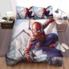 Iron Spider On Building Wall Wearing Headphone Bed Sheets Spread Duvet Cover Bedding Set