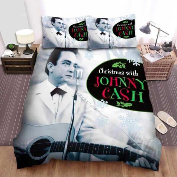 Johnny Cash Christmas With Johnny Cash Album Cover Bed Sheets Spread Duvet Cover Bedding Set
