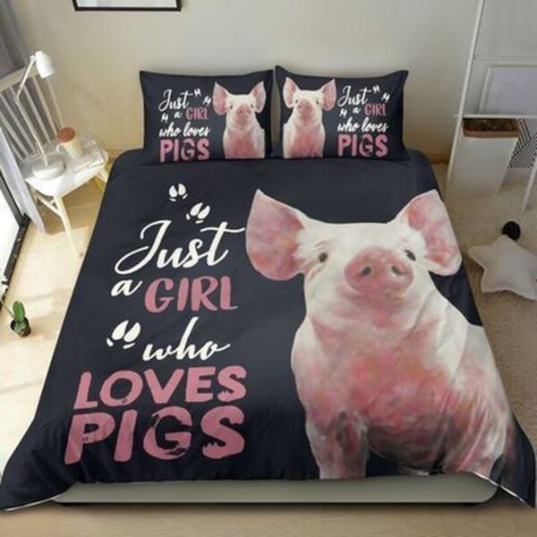 Just A Girl Who Loves Pig Bed Sheets Spread Duvet Cover Bedding Set Perfect Gifts For Pig Lover Gifts For Birthday Christmas Thanksgiving