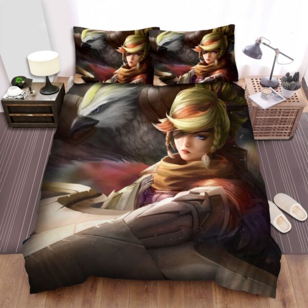 League Of Legends Corsair Quinn Portrait Artwork Bed Sheets Spread Duvet Cover Bedding Set