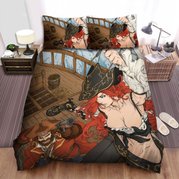 League Of Legends Gangplank Vs Miss Fortune Art Drawing Bed Sheets Spread Duvet Cover Bedding Set