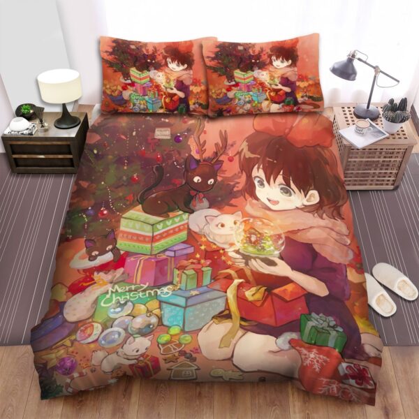 Merry Christmas Christmas Tree Anime Bed Sheets Spread Duvet Cover Bedding Set