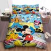 Mickey Mouse Friends Standing On Animated City Bed Sheets Spread Duvet Cover Bedding Set