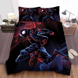 Miles Morales Spider Man In Signature Colors Drawing Bed Sheets Spread Duvet Cover Bedding Set