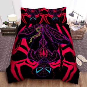 Miles Morales Spider Man Neon Colors Drawing Bed Sheets Spread Duvet Cover Bedding Set
