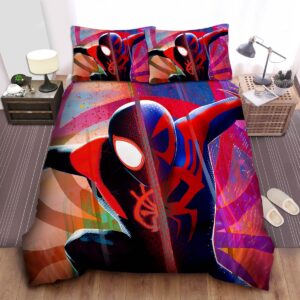 Miles Morales Spider Man Split Suits From Into The Spider Verse Bed Sheets Spread Duvet Cover Bedding Set