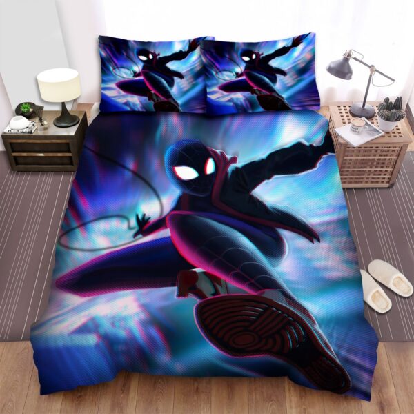 Miles Morales Spider Man Super Speed Web Swinging Bed Sheets Spread Duvet Cover Bedding Set
