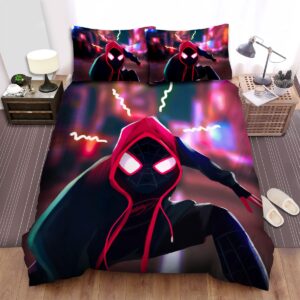 Miles Morales Spider Man With Spidey Sense Artwork Bed Sheets Spread Duvet Cover Bedding Set