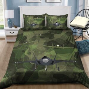 Military Army Camo Airplane Bed Sheets Spread Duvet Cover Bedding Set