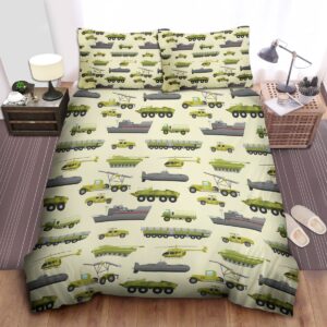 Military Trucks Army Pattern Bed Sheets Spread Duvet Cover Bedding Set