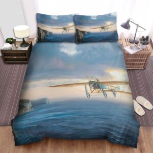 Military Weapon In Ww1 The French Plane Bleriot Flying Beside The Cliff Bed Sheets Spread Duvet Cover Bedding Set