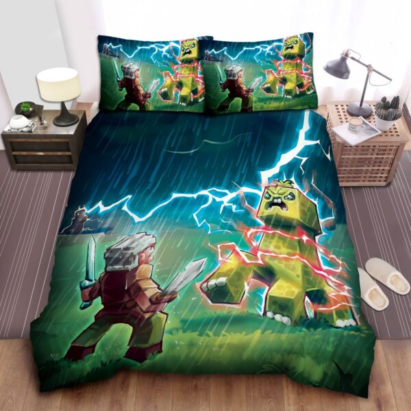 Minecraft Attack Of The Shadow Crafters Bed Sheets Spread Duvet Cover Bedding Set