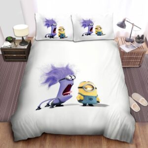 Minion In Despicable Me Purple Minion Yelling Bed Sheets Spread Duvet Cover Bedding Set
