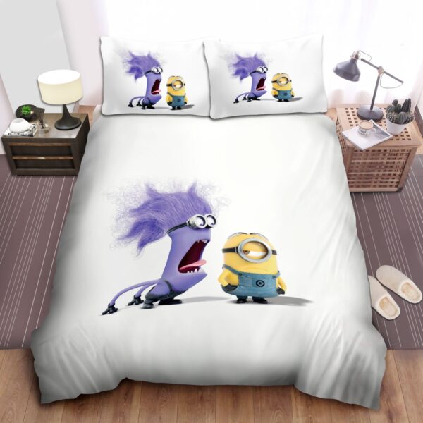 Minion In Despicable Me Purple Minion Yelling Bed Sheets Spread Duvet Cover Bedding Set