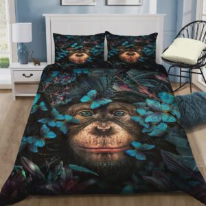 Monkey Butterfly Bed Sheets Spread Comforter Duvet Cover Bedding Set