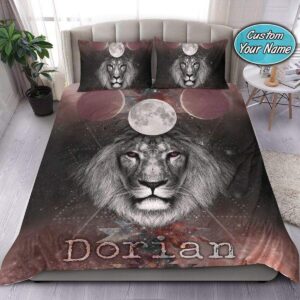 Moon Lion Custom Duvet Cover Bedding Set With Your Name